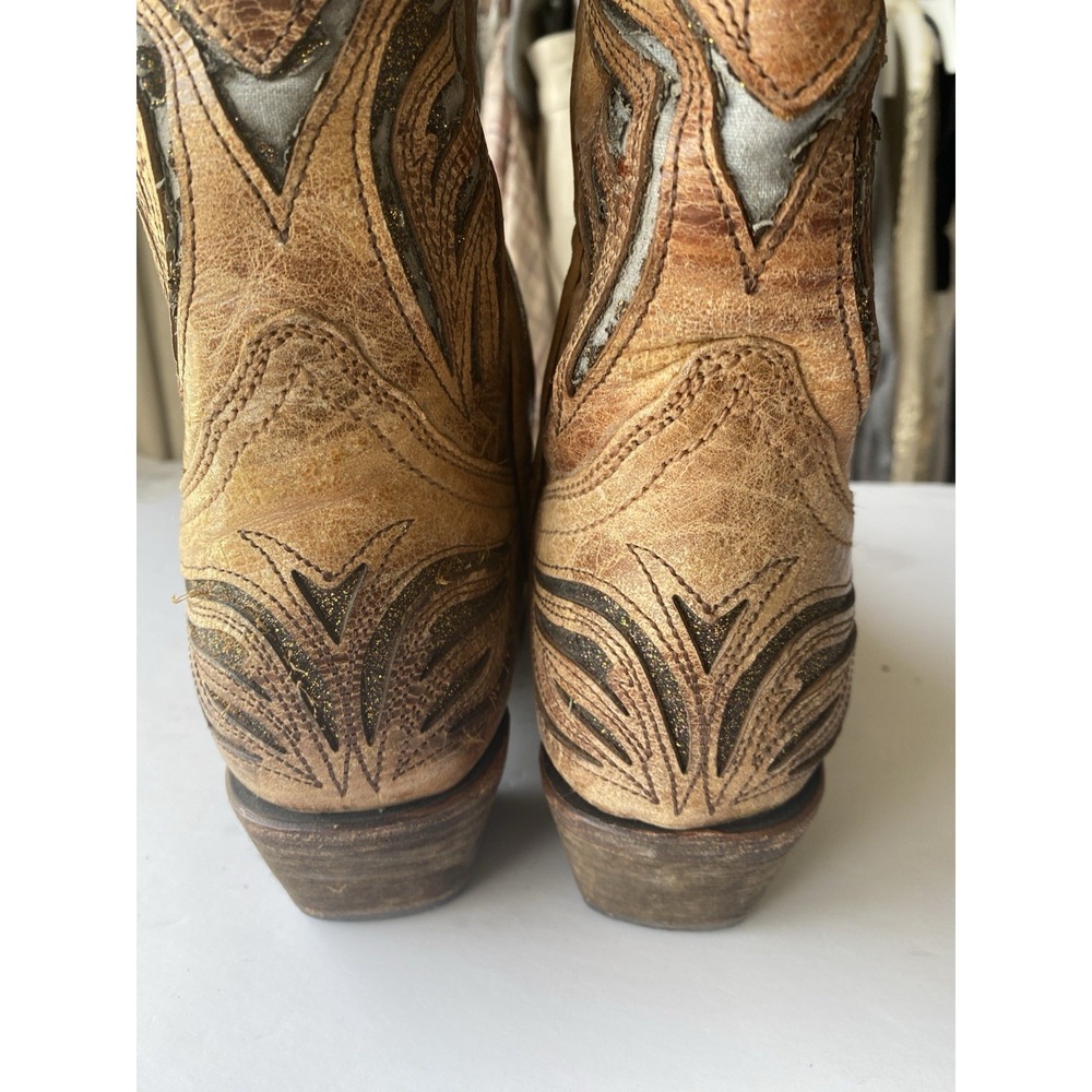 Corral Vintage Distressed Leather Eagle Overlay Western Boots Women's 7M - Picture 5 of 8